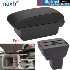 NISSAN KICKS アームレスト NISSAN KICKS 車 アームレスト ボックス 2016-2021 インテリア パーツスペシャルなレトロパーツセンター 収納 ボックス USB - C1 Black red No USB