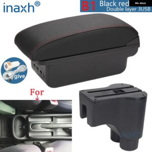 ダイハツ テリオス 2 アームレスト ボックス セントラ ル ストア コンテンツ ボックス インテリア アームレスト ストレージ カー アクセサリー パーツ - B1 Black red 3USB