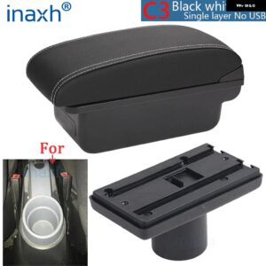 シート IBIZA アームレスト ボックス IBIZA 6J IBIZA 6L 中央 店舗内容 カップ ホルダー 付き 収納 ボックス USB 付き灰皿商品 - C3 black white NOUSB