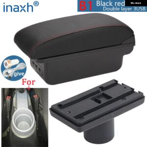 シート IBIZA アームレスト ボックス IBIZA 6J IBIZA 6L 中央 店舗内容 カップ ホルダー 付き 収納 ボックス USB 付き灰皿商品 - B1 Black red 3USB