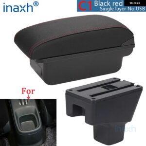 SUZUKI SX4 アームレスト 内装パーツ 車 アームレスト ボックス レトロパーツ 収納 ボックス カーアクセサリー 内装詳細 USB - C1 Black red No USB