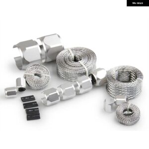 赤青銀編組ホース燃料ライン ステンレス スリーブキット 真空ライン放熱器動作温度 -40 F 350 F - Silver