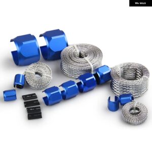 赤青銀編組ホース燃料ライン ステンレス スリーブキット 真空ライン放熱器動作温度 -40 F 350 F - Blue
