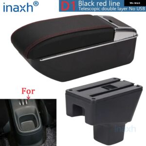 SUZUKI SX4 アームレスト ボックス 内装パーツ アッシュラック アームレスト レトロパーツ 収納 ボックス カーアクセサリー 内装詳細 USB - D1 Black red NoUSB