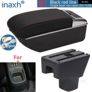 SUZUKI SX4 アームレスト ボックス 内装パーツ アッシュラック アームレスト レトロパーツ 収納 ボックス カーアクセサリー 内装詳細 USB - B1 Black red 7USB