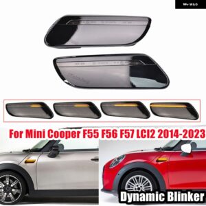 LED サイドマーカー ウィンカーライト ダイナミック ウインカー アンバー ランプ ミニ クーパー F55 F56 F57 LCI2 2014-18-2023 - Dynamic Smoked