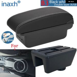 シートイビサ アームレスト ボックス シートイビサ6Jイビサ6L アームレスト 自動 収納 ボックス レトロパーツ インテリア カーアクセサリーアーム - B3 black white 3USB