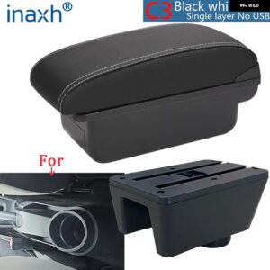 シートイビサ アームレスト ボックス シートイビサ6Jイビサ6L アームレスト 自動 収納 ボックス レトロパーツ インテリア カーアクセサリーアーム - C3 black white NOUSB