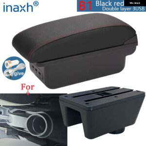 シートイビサ アームレスト ボックス シートイビサ6Jイビサ6L アームレスト 自動 収納 ボックス レトロパーツ インテリア カーアクセサリーアーム - B1 Black red 3USB