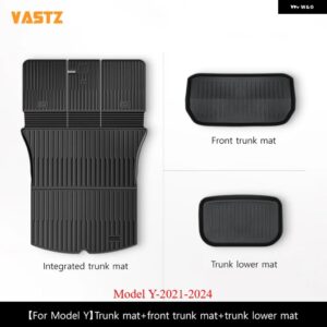 一体型 トランク マット モデルY 2021-2024 モデル3 2024 2025 リアフロント全ウェザー型 防水 車内ライナー パッド - Model Y 21-24