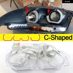 アプリ 制御 RGB マルチカラー DTM クリスタル LED エンジェルアイズ リング デイタイム ランニングライト ヘッドライト RETROAUDI TT MK2 2006-2014 - 4xC Shaped