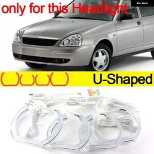 アプリ 制御 RGB マルチカラー DTM クリスタル LED エンジェルアイズ リング DRL RETROLADA PRIORA VAZ ВАЗ セダン ハッチバック 2007-2018 - U Shaped