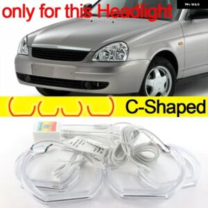 アプリ 制御 RGB マルチカラー DTM クリスタル LED エンジェルアイズ リング DRL RETROLADA PRIORA VAZ ВАЗ セダン ハッチバック 2007-2018 - C Shaped