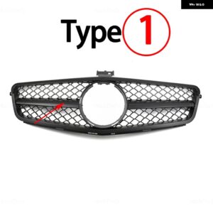 フロントバンパー グリル 黒 グリル ABS メルセデス W204 Cクラス セダン/サルーン C180 C200 C300 2007-2014 アクセサリー - Type 1