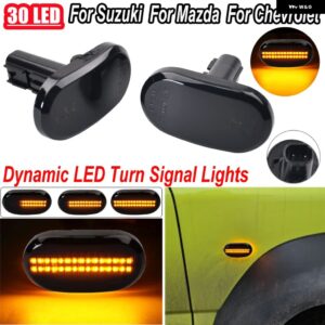 スズキ 2個 LED ダイナミックサイド マーカーライト ウィンカー インジケーター シーケンシャルランプ ジムニー JB64W シエラ JB74 - 30LED Smoked lens