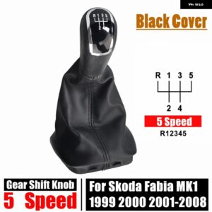 1個 5速 ギアスティック シフト ノブレバー ゲートル ブーツ カバー シュコダ ファビア MK1 6Y0711113H カーアクセサリー - black