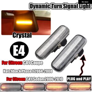 2個 シトロエン C4 I クーペ ハッチバック フェーズ I シトロエン C4 I セダン LED ダイナミックサイドミラー ウインカー ウィンカーライト - Dynamic Crystal