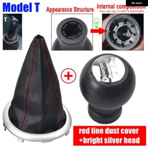 スズキ Tタイプ ギア シフト ノブ アルトスイフトSX4スティックレバー ペン5速MT アダプター インナースリーブゲートル ブーツ カバー 交 - Dumb-Red line