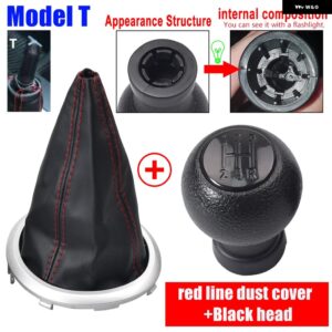 スズキ Tタイプ ギア シフト ノブ アルトスイフトSX4スティックレバー ペン5速MT アダプター インナースリーブゲートル ブーツ カバー 交 - Black line Cover