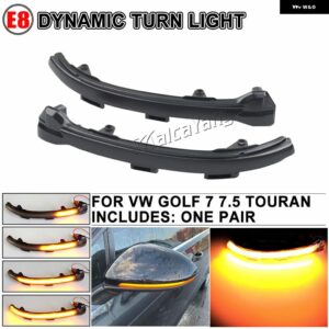 VW ゴルフ 7 VII MK7.5 ジェッタ MK7 トゥーラン ダイナミック ウインカー LED サイド ウイング バックミラー インジケーター ウインカー シーケンシャル - Dynamic Smoked Black