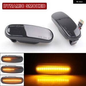 2個 フィアット パンダ 169 グランデ プント インクル EVO DOBLO FIORINO LINEA IDEA ダイナミック LED サイド マーカー ライト リピーター - Dynamic Smoked