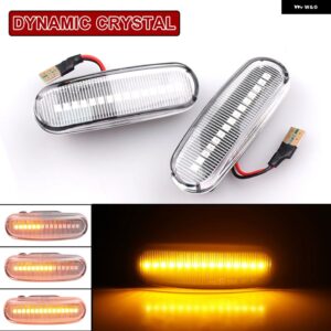 2個 フィアット パンダ 169 グランデ プント インクル EVO DOBLO FIORINO LINEA IDEA ダイナミック LED サイド マーカー ライト リピーター - Dynamic Crystal