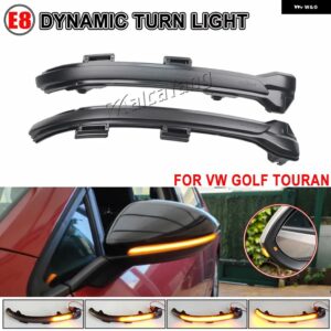 2個 MALCAYANG VW ゴルフ 7.5 MK7.5 GTI R GTD RLINE MK7 7 ダイナミック ウインカー LED ウィンカー ミラー 2013 2016 2017 ジェッタ 2019 2020 - Dynamic Smoked Black