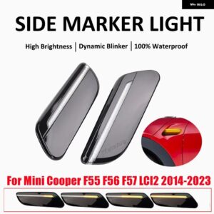2個 ミニクーパー F55 F56 F57 2014-22 LED ダイナミックサイドマーカー ウィンカーライト - Dynamic Crystal