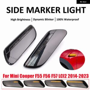 2個 ミニクーパー F55 F56 F57 2014-22 LED ダイナミックサイドマーカー ウィンカーライト - Dynamic Smoked