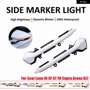 セアト レオン III MK3 5F ST FR キュプラ アロナ KJ7 2013 2014 2015 2017-2019 流れる LED ダイナミック ウィンカー リピーター ライト - Milky White Lens
