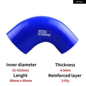 ID 38 45 51 63 76 89MM シリコンエルボ 90 ° ホースコネクタインタークーラーターボエアインテーク パイプ カプラーシリコンホース - 51-63(mm)-Blue