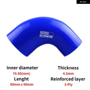 ID 38 45 51 63 76 89MM シリコンエルボ 90 ° ホースコネクタインタークーラーターボエアインテーク パイプ カプラーシリコンホース - 76-89(mm)-Blue