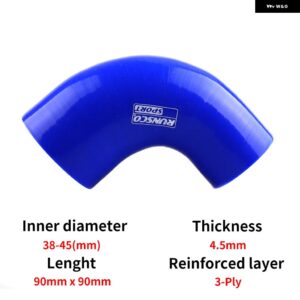 ID 38 45 51 63 76 89MM シリコンエルボ 90 ° ホースコネクタインタークーラーターボエアインテーク パイプ カプラーシリコンホース - 38-45(mm)-Blue