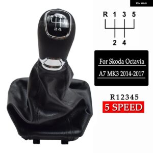 5/6スピード ゲートル ブーツ カバー ギア シフト ノブ シュコダ オクタビア A7 MK3 2014-16 オートアクセサリー - 5 Speed Set