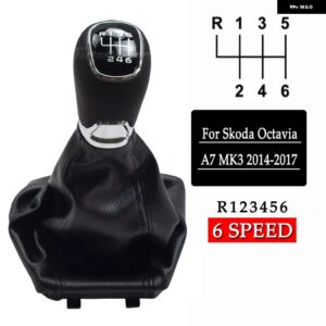 車 マニュアル ギアスティック シフト ノブギア ボックス シフト ノブ ブーツ シュコダ オクタビア A7 MK3 2014-2017 ギア ボックス ハンドルギアレバーノブ - 6 Speed Set