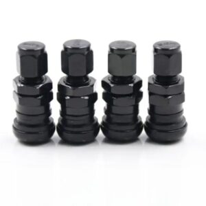 アルミ バルブ メタルホイール タイヤ バルブ ステムキャップ エアカバー 4個 ブルー レッド ブラック シルバー ゴールド グリーン パープル - black