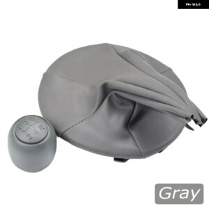 ブラック/グレー フィアット 500 500C 2007-2012/パンダ 2003-2012 マニュアル 5速 ギア シフト ノブ シフター レザーゲートル ブーツ カバー 付き - SK-Fiat-5-Gray-Set