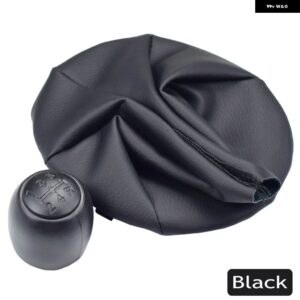 ブラック/グレー フィアット 500 500C 2007-2012/パンダ 2003-2012 マニュアル 5速 ギア シフト ノブ シフター レザーゲートル ブーツ カバー 付き - SK-Fiat-5-Black-Set