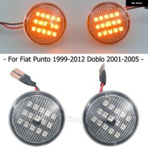 左 + 右車 LED ダイナミックサイドマーカー ウィンカーライト フィアット プント 1999-2010 ドブロ 2001-2005 - Dynamic Crystal Type
