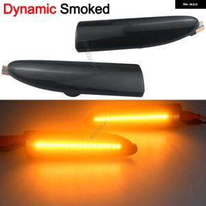 フロント ダイナミックウィンカー サイド マーカーライト 流れる アンバー LED信号シーケンシャルランプJAGUAR X-TYPE 2002-05-2009 - Dynamic Smoked Type