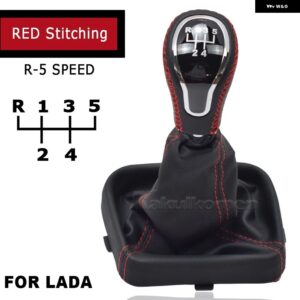 LADA VAZ 2113/2114/2115 マニュアル 5速 車スティック ギア シフト ノブレバーハンドボールレザーゲートル ブーツ 襟ケース - blue