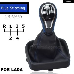 LADA VAZ 2113/2114/2115 マニュアル 5速 車スティック ギア シフト ノブレバーハンドボールレザーゲートル ブーツ 襟ケース - red