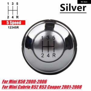 25117542272 ギア シフト ノブレバー シフター ミニ R50 2000-2006 カブリオ R52 R53 クーパー 2002-2008 - 5 Speed Silver Cover