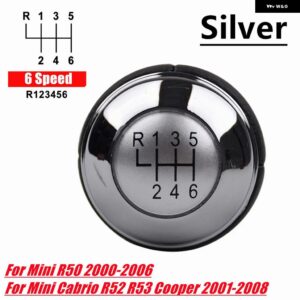 25117542272 ギア シフト ノブレバー シフター ミニ R50 2000-2006 カブリオ R52 R53 クーパー 2002-2008 - 6 Speed Silver Cover