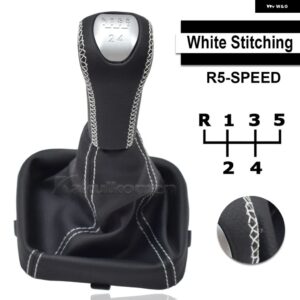 LADA VAZ 2113 2114 2115 マニュアル 5速 車スティック ギア シフト ノブレバーハンドボールレザーゲートル ブーツ 襟ケース - White Line