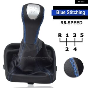 LADA VAZ 2113 2114 2115 マニュアル 5速 車スティック ギア シフト ノブレバーハンドボールレザーゲートル ブーツ 襟ケース - blue line