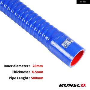 ID16 18 20 25 28MM シリコンフレキシブルホース水ロード管 ラジエーター チューブ 吸気高圧ゴムジョイナー パイプ 青赤黒 - Blue-ID-28mm