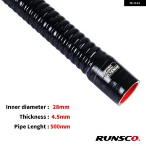 ID16 18 20 25 28MM シリコンフレキシブルホース水ロード管 ラジエーター チューブ 吸気高圧ゴムジョイナー パイプ 青赤黒 - Black-ID-28mm