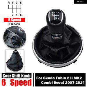 シュコダ ファビア 2 II MK2 コンビスカウト 2007-2014 5/6スピード ギア シフト ノブハンドル シフター ブーツ カバー カーアクセサリー - 6 speed