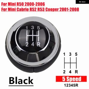 ギア シフト ノブレバー シフター ミニ R50 2000-2006 カブリオ R52 R53 クーパー 2002-2008 25117542272 - 5 Speed Black Cover